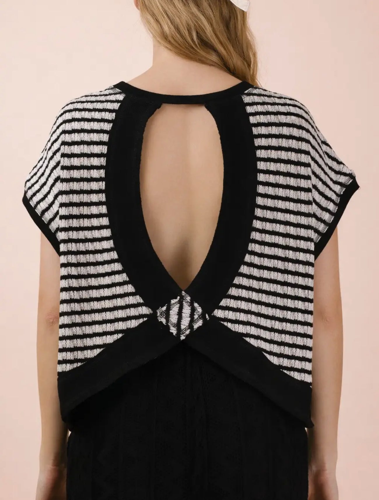 Black Stripe Open Back Top