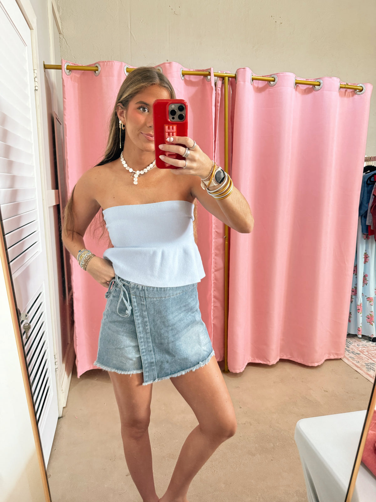 Denim Skort with Tie