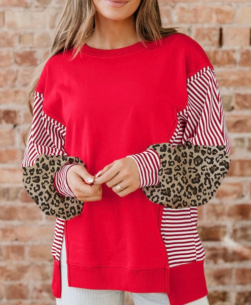 Red & Cheetah Top