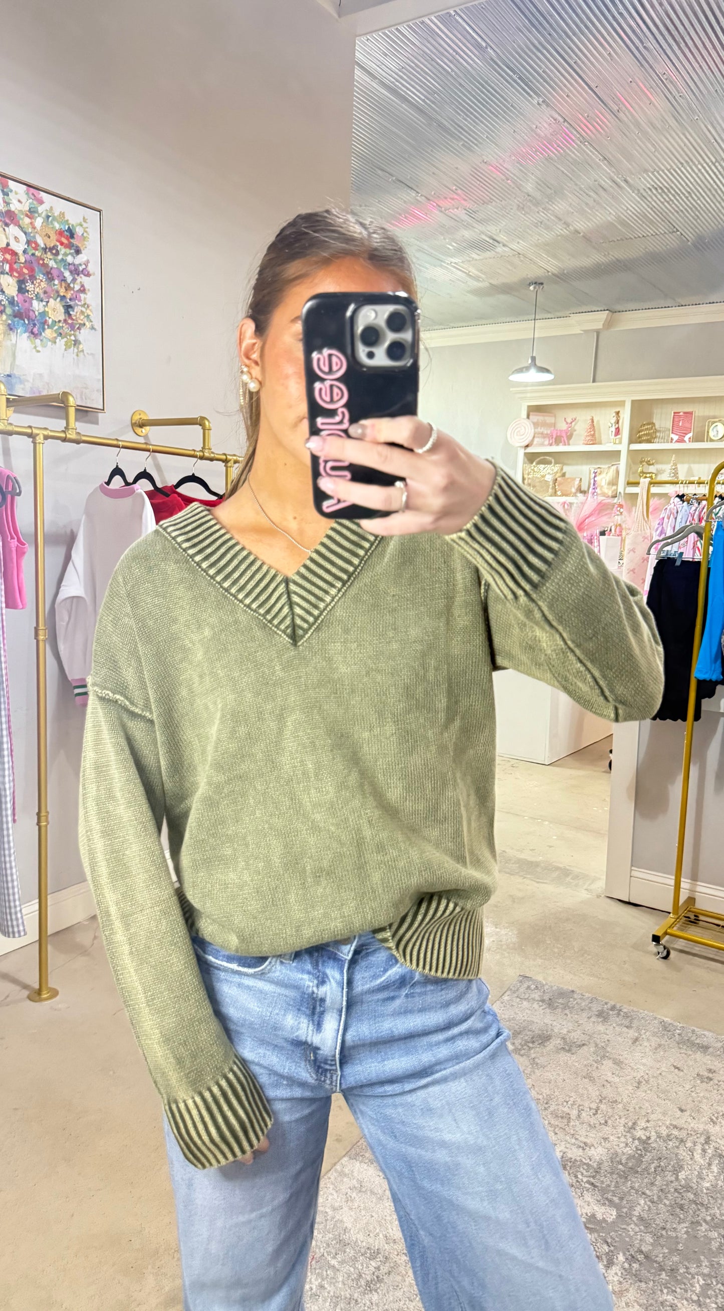 Green Detail Sweater