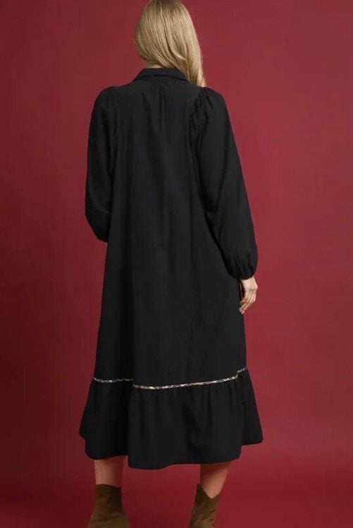 Black dress with Leopard Detail