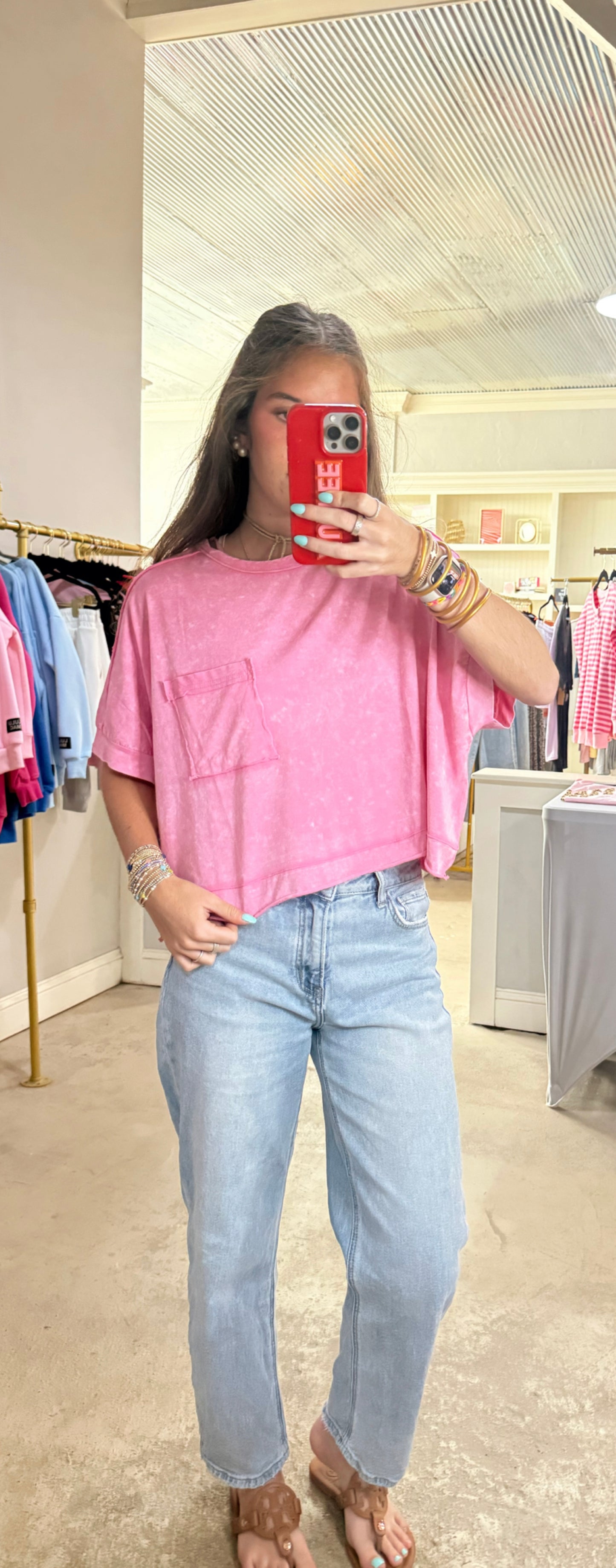 Pink Mineral Washed Simple Top