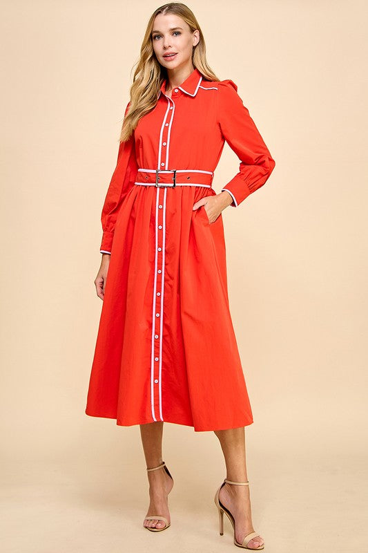 Red/Pink Midi Dress