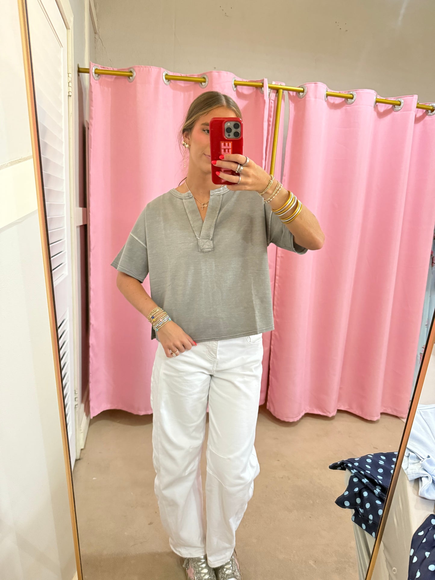 Grey V-Neck Top
