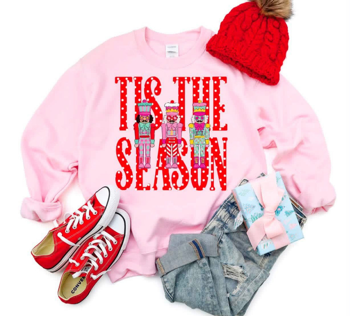 Tis the Season Pink Gildan Sweatshirt
