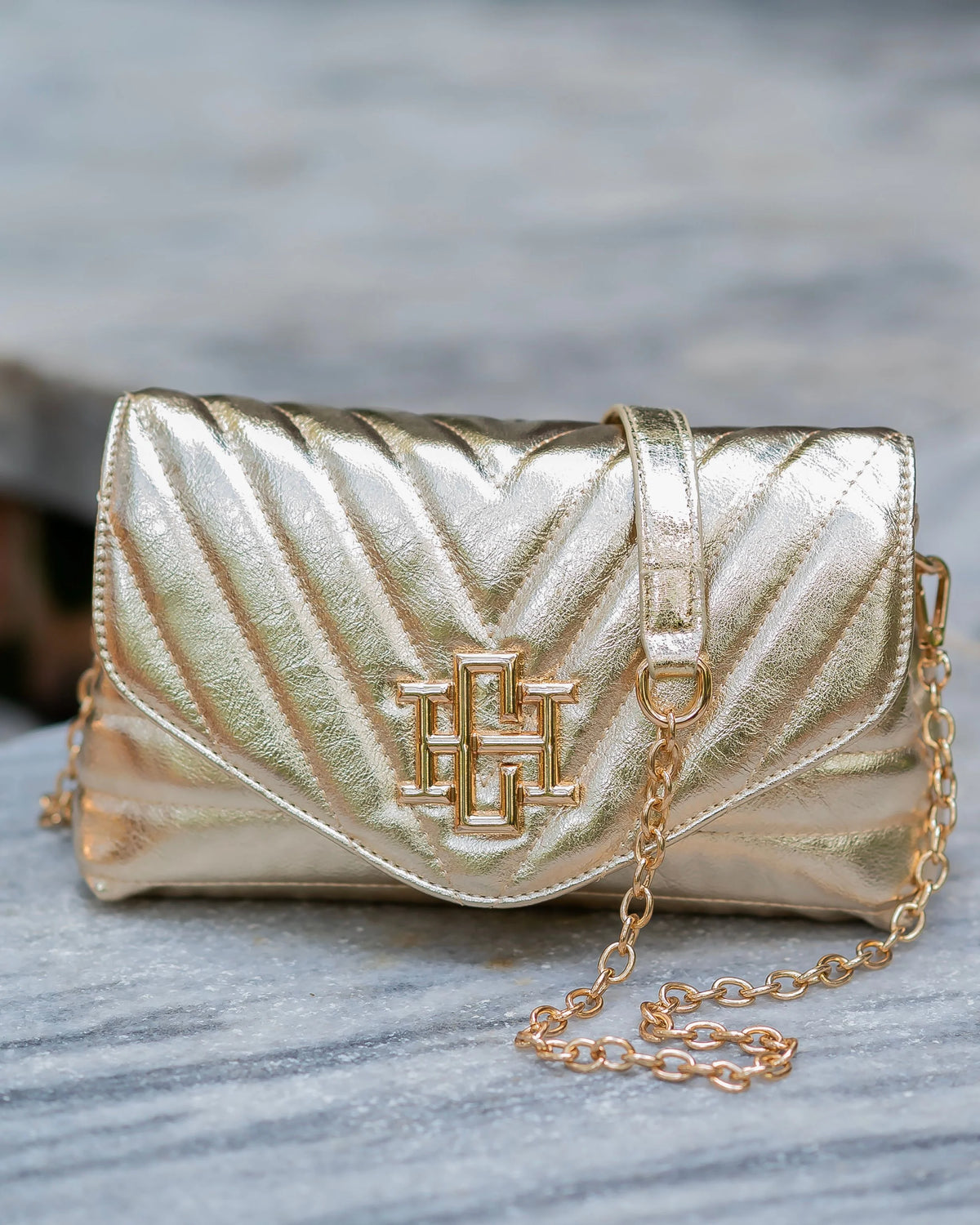 Caroline Hill Glimmer Gold Brandy Crossbody