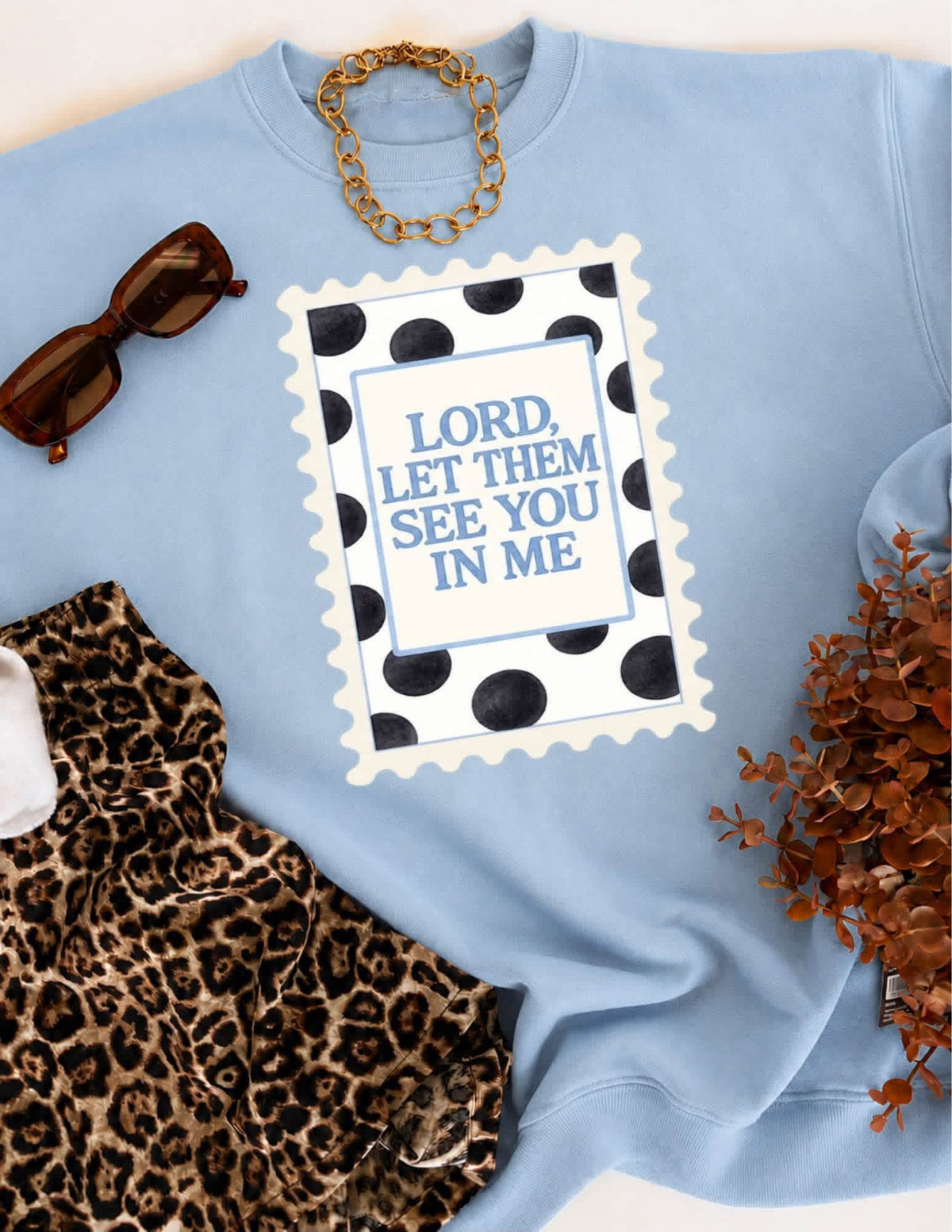 Let Them Light Blue Polka Dot Sweatshirt