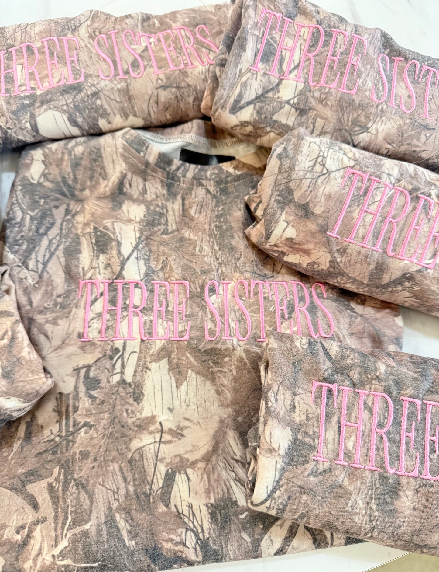 Camo Embroidered Three Sisters Tee
