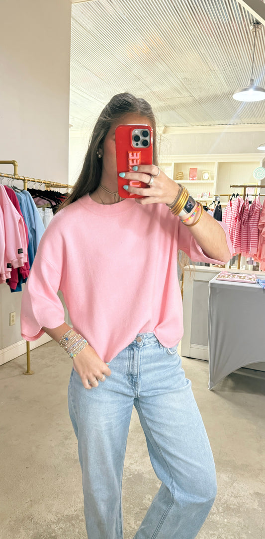 Pink Scallop Detail Top