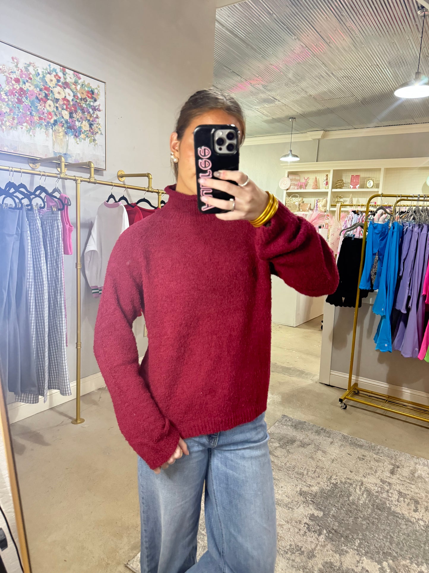 Maroon High Neck Sweater