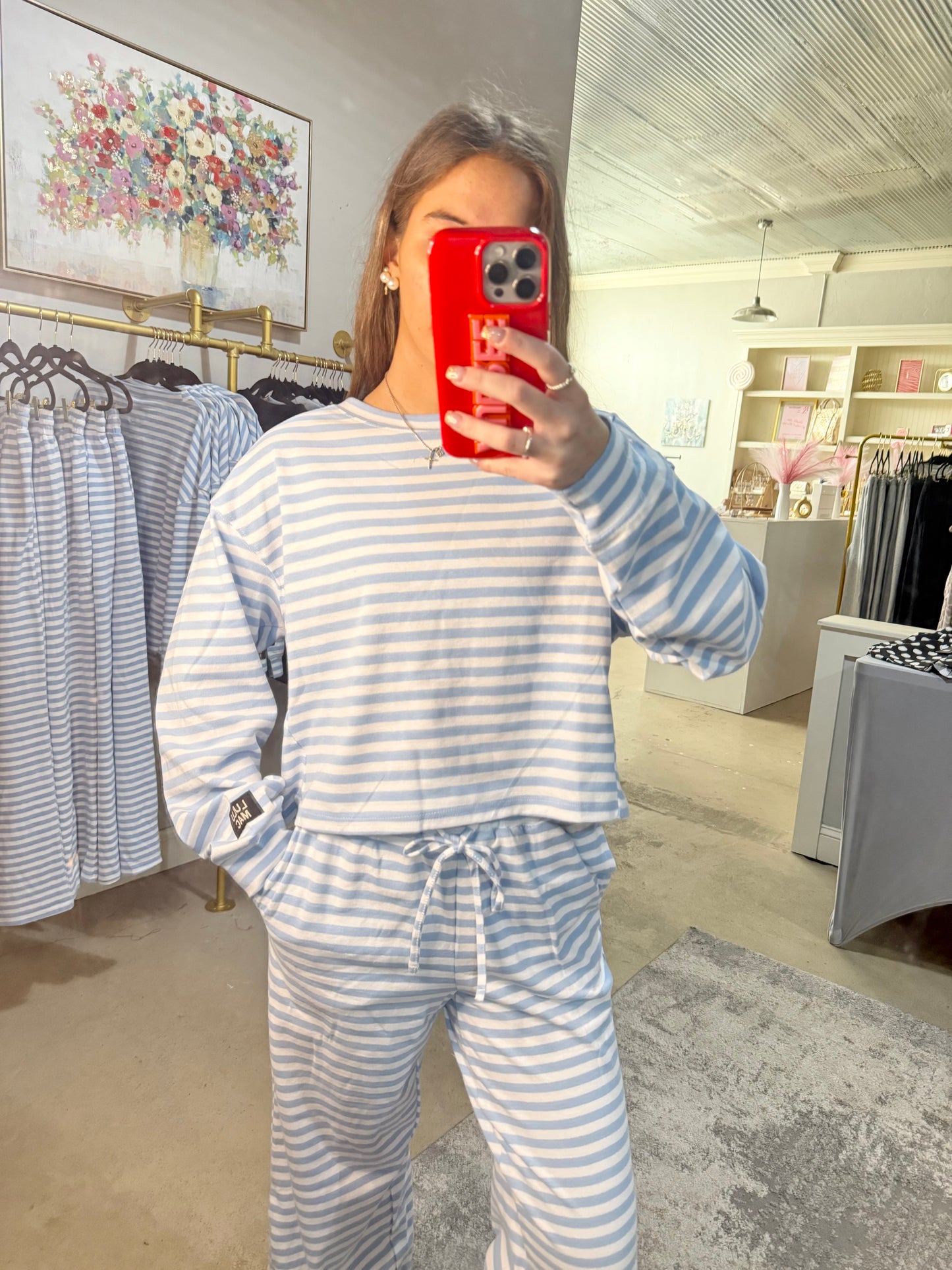 Blue Stripe Lulu Mac Top