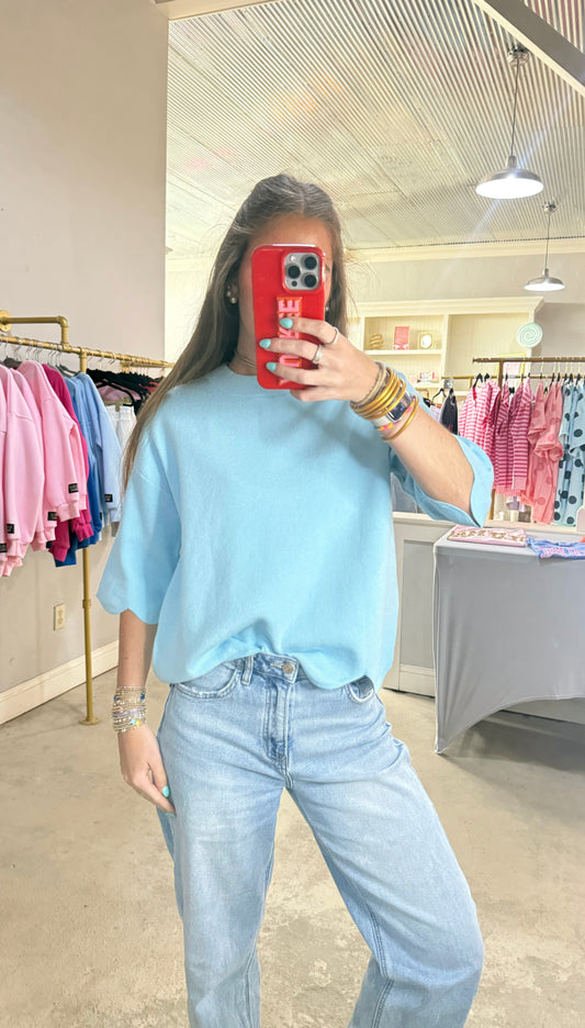 Blue Scallop Detail Top