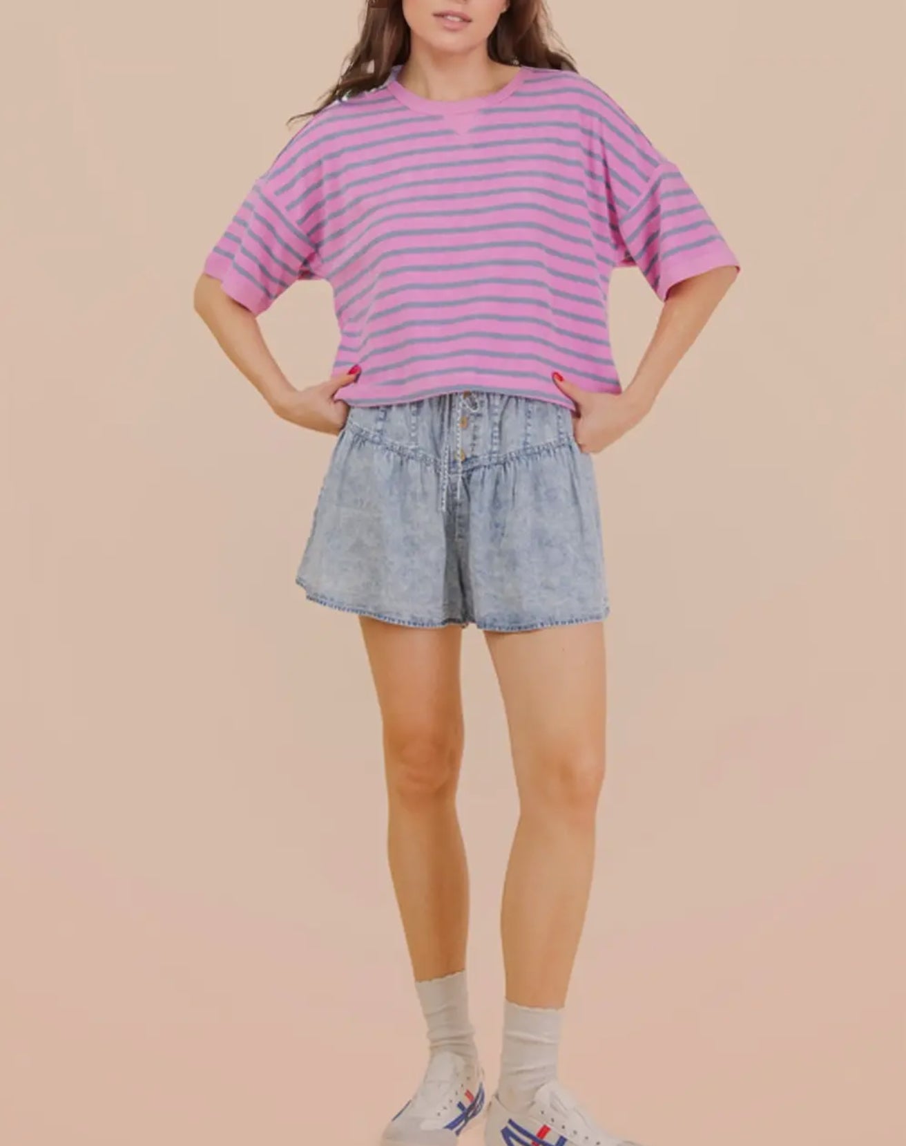 Pink & Blue Stripe Top