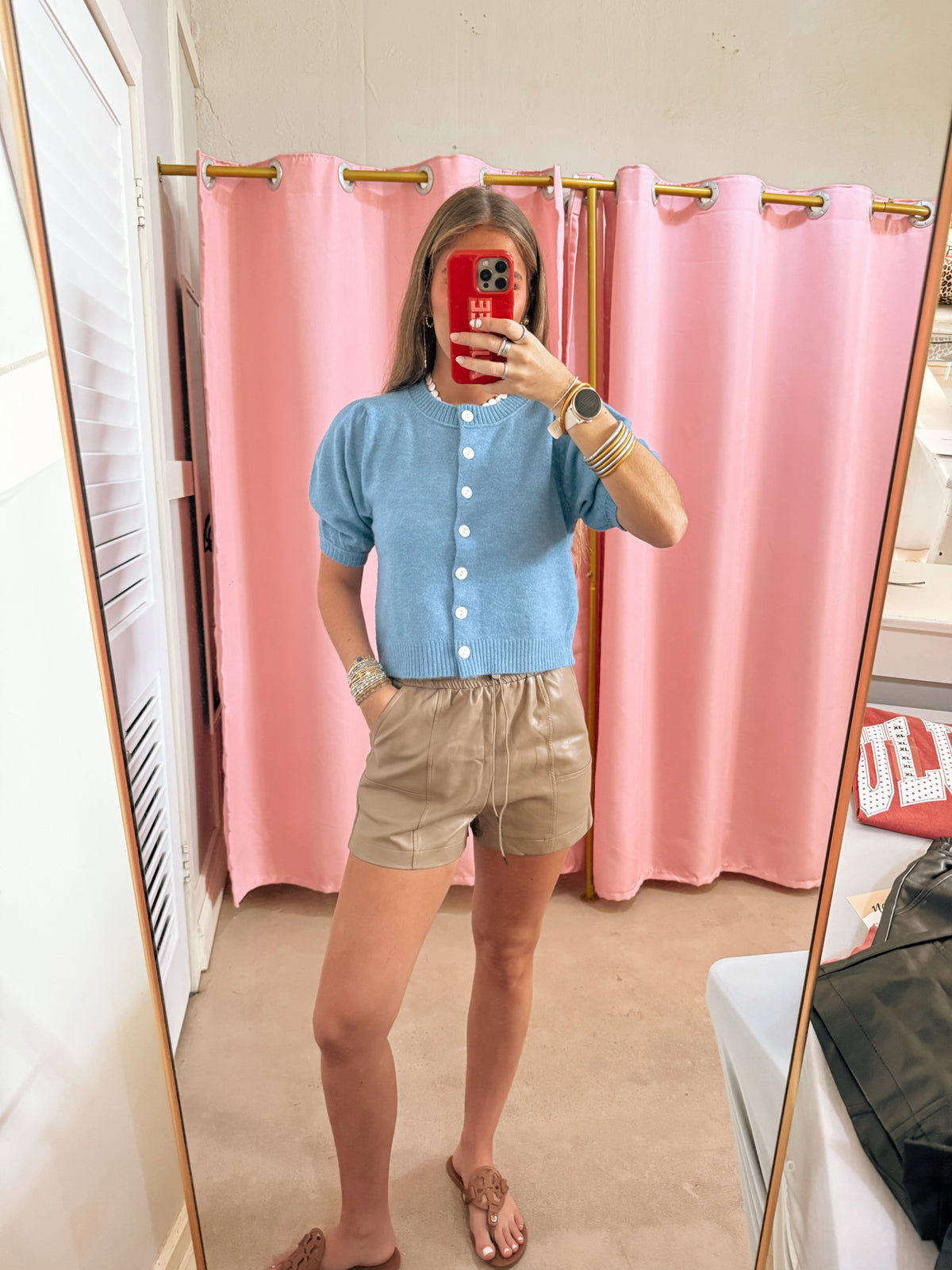 Taupe Leather Shorts