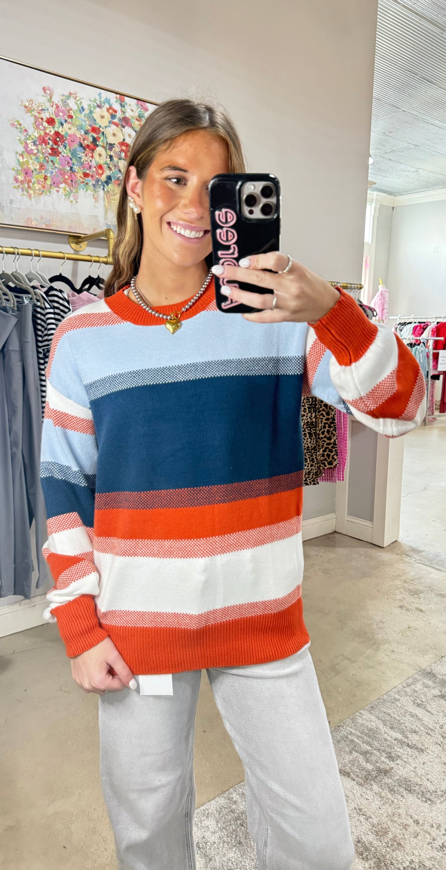Orange & Blue Striped Sweater