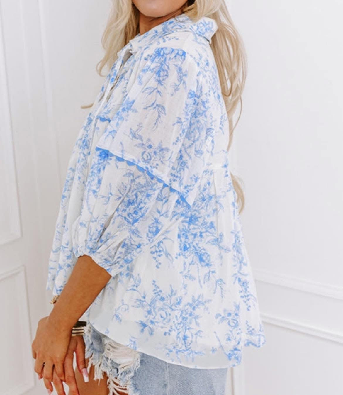 Blue Floral Top
