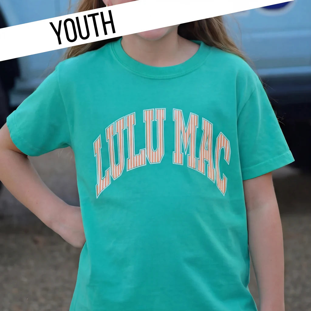 Youth Island Green and Orange Stripe Lulu Mac Tee