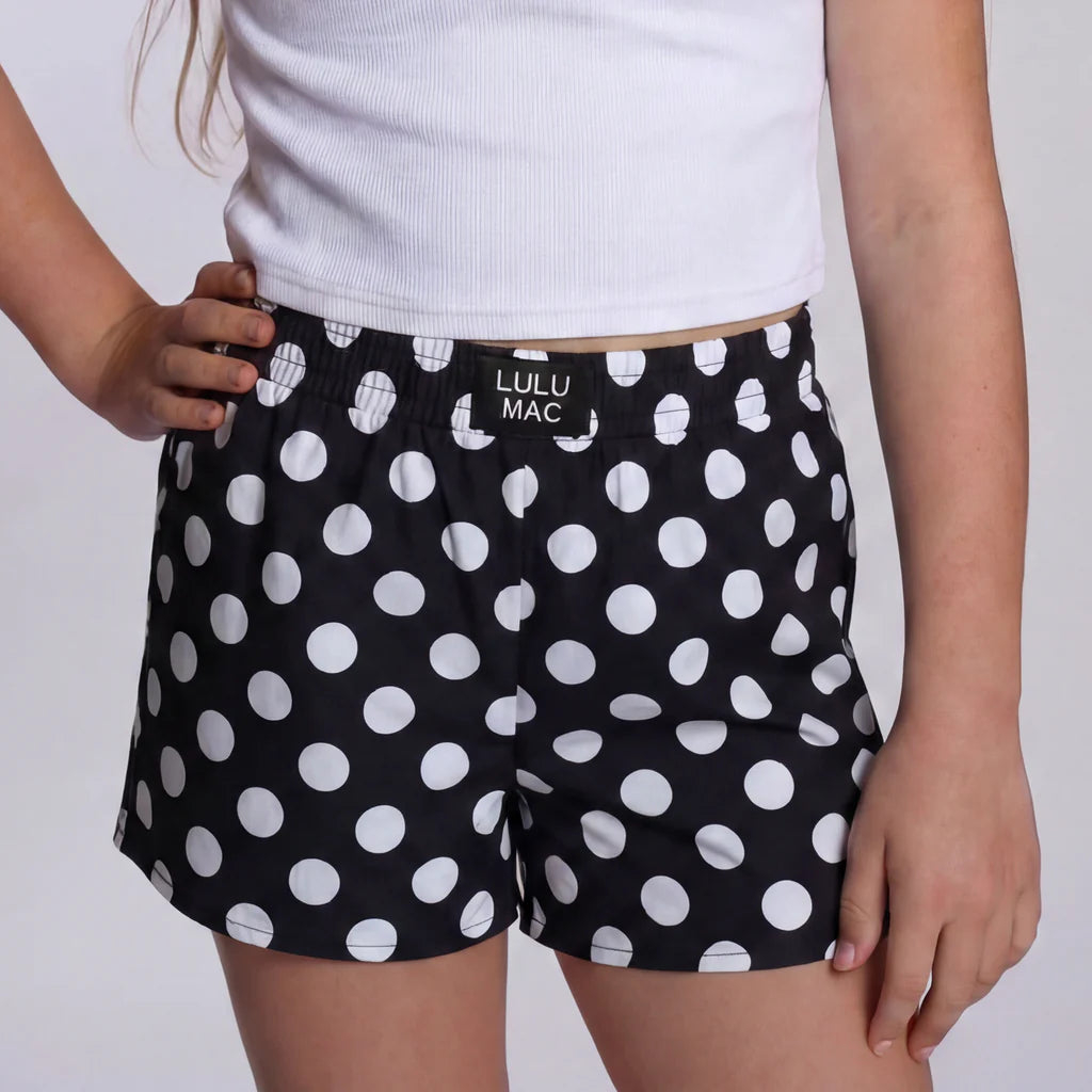Youth Lulu Mac Black/White Polka Dot Shorts