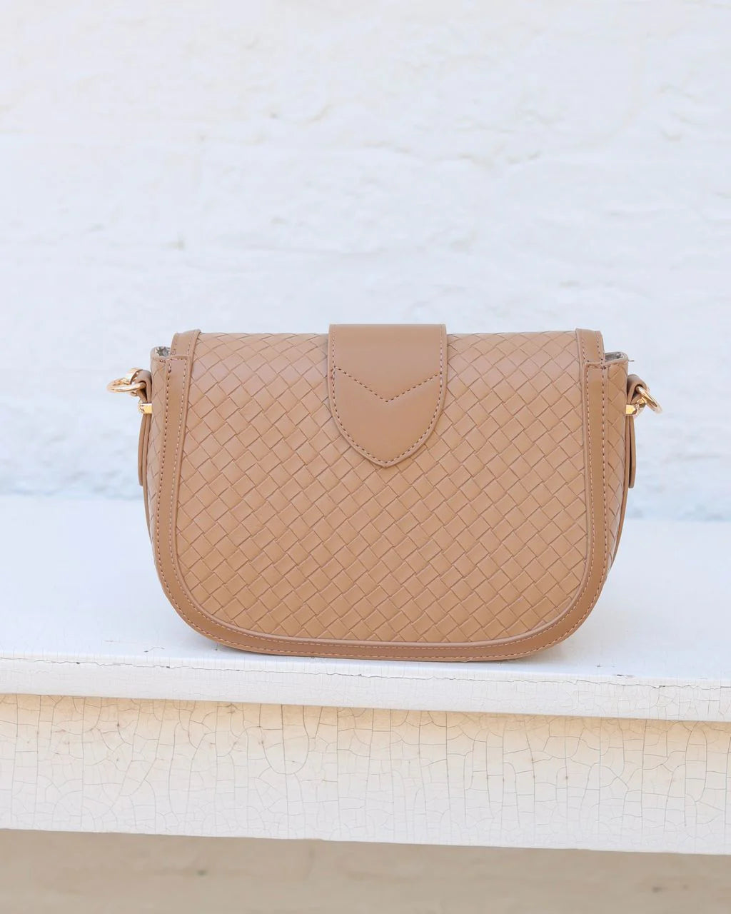 Caroline Hill Griffin Woven Tan Crossbody Bag