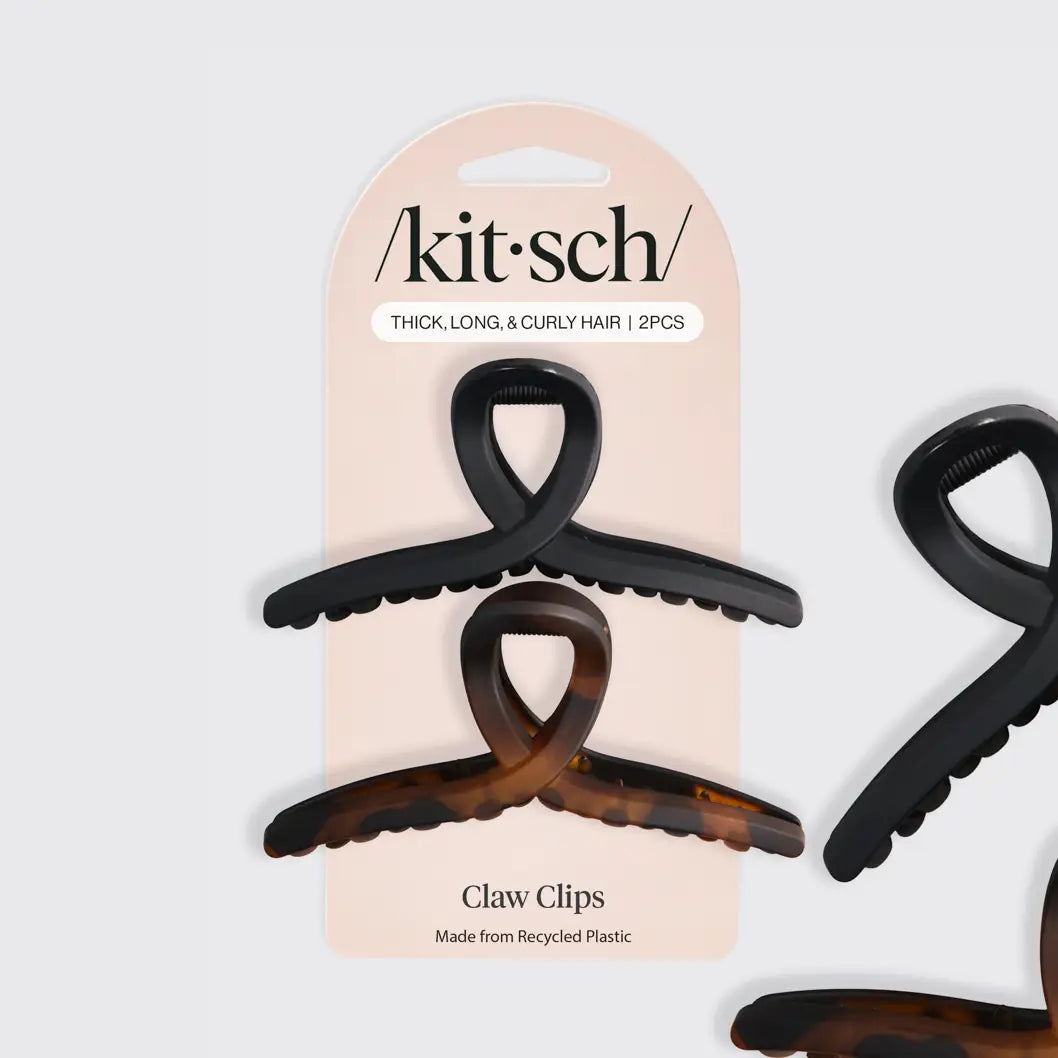 Kitsch Large Loop Claw Clips - Black and Tortoise