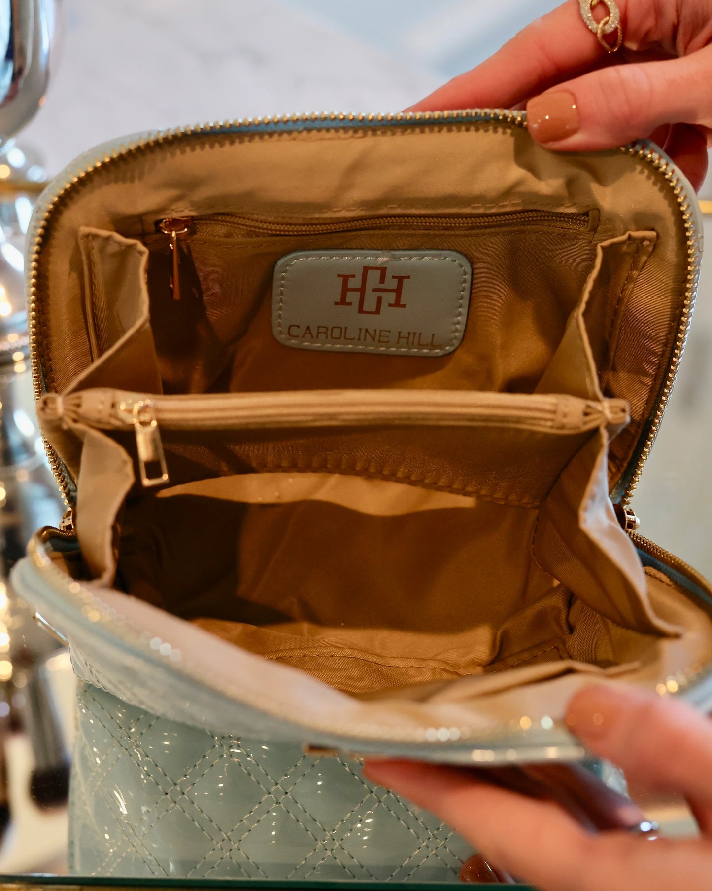 Caroline Hill Light Blue Makeup Pouch