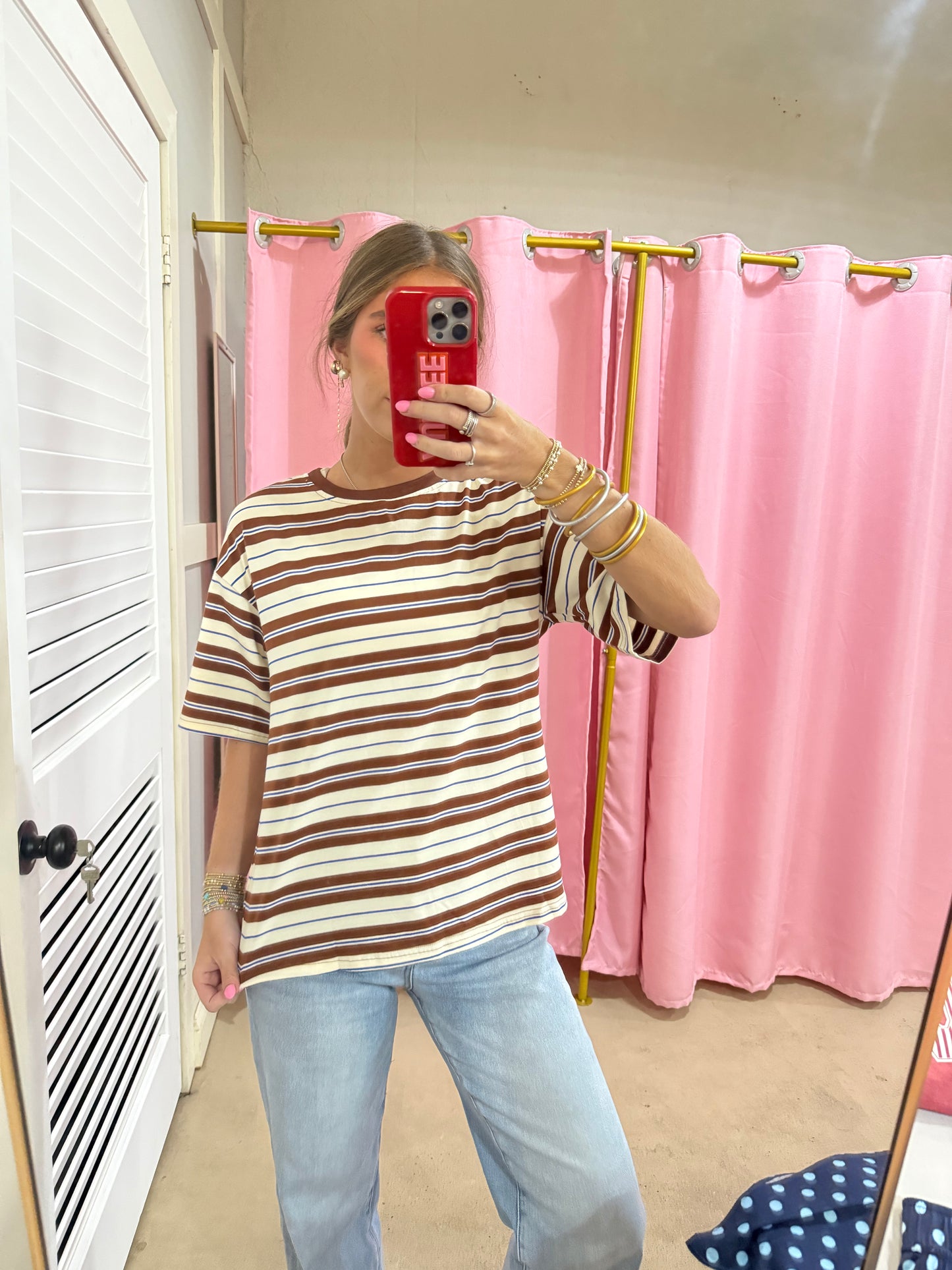 Brown and Blue Striped Tee
