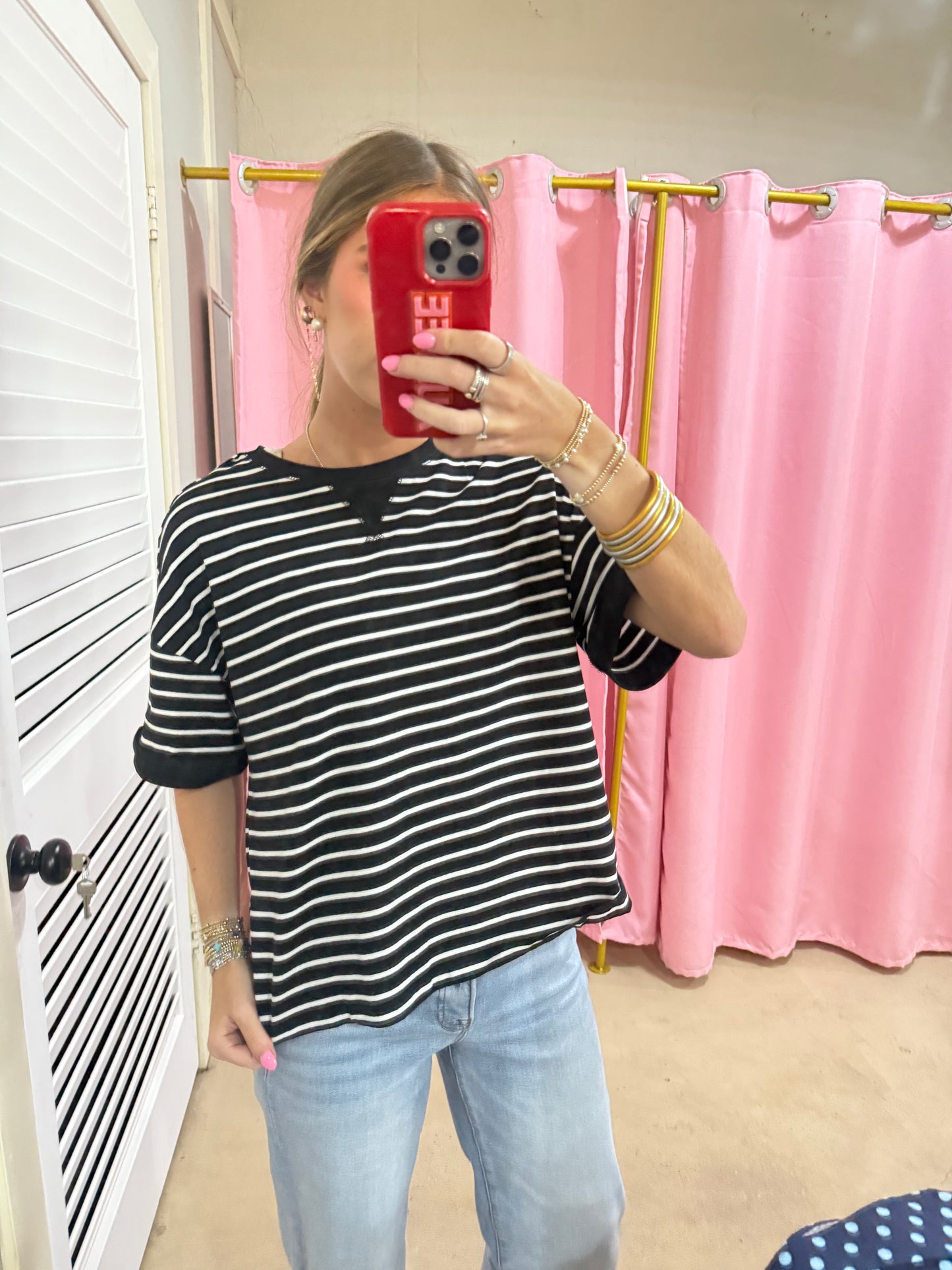 Black and White Striped Top