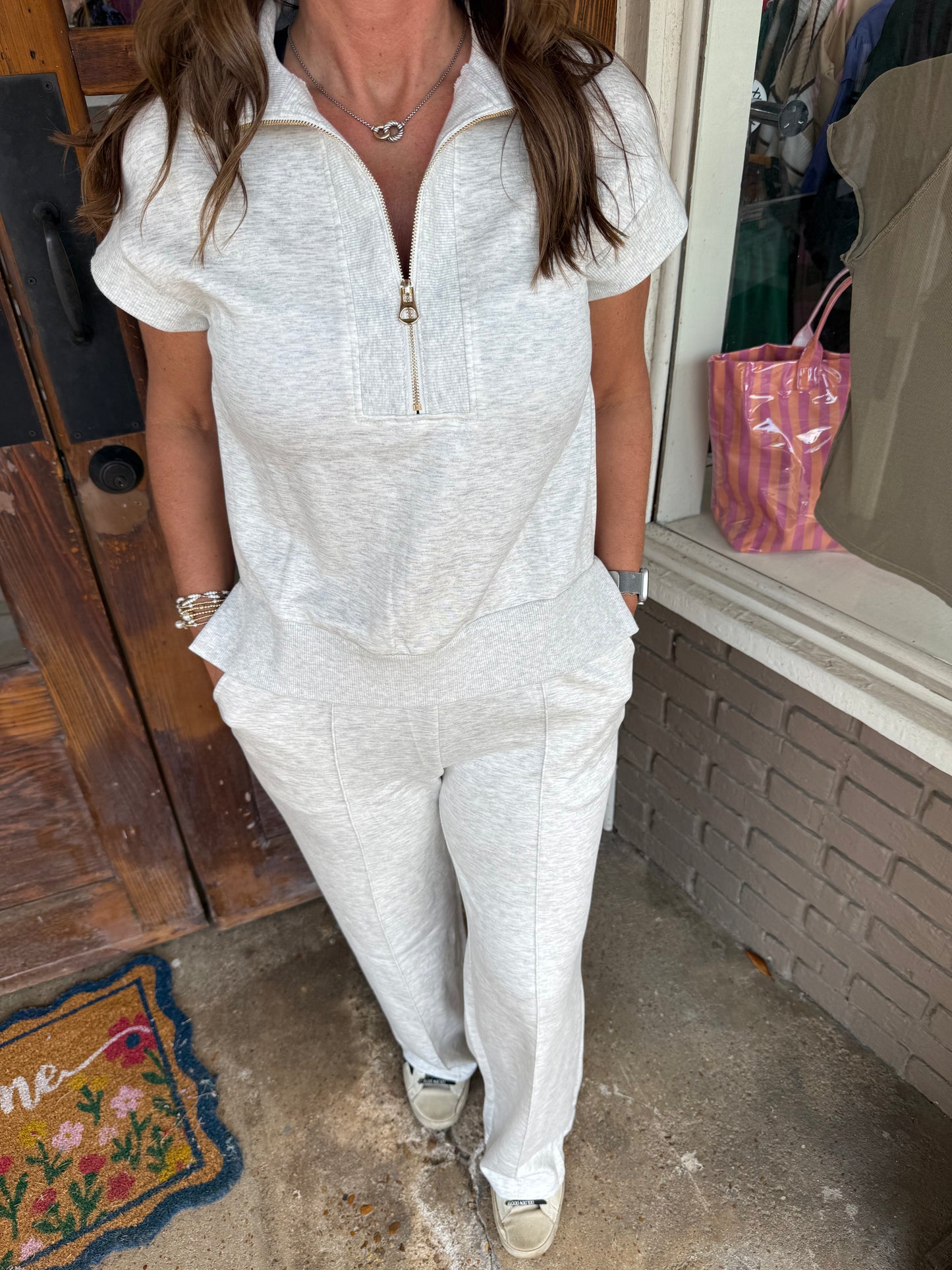 Grey Collared Pants Set
