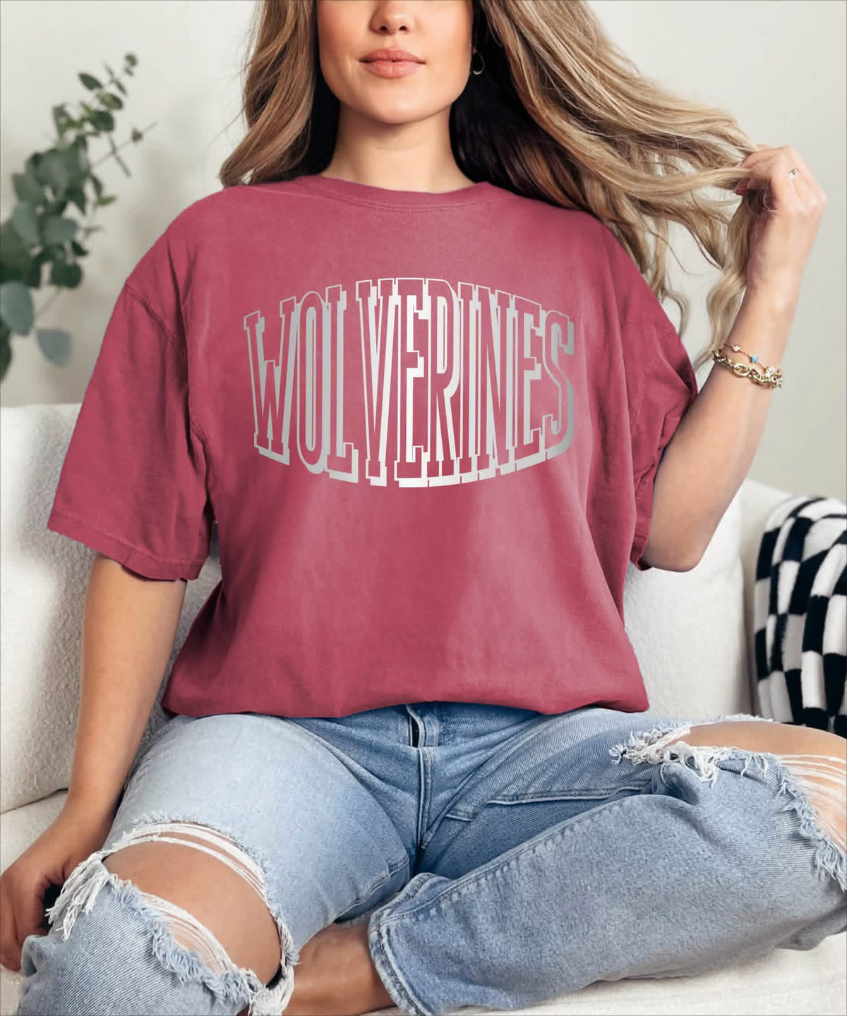 Wolverines 3D Puff Print Comfort Color Tee