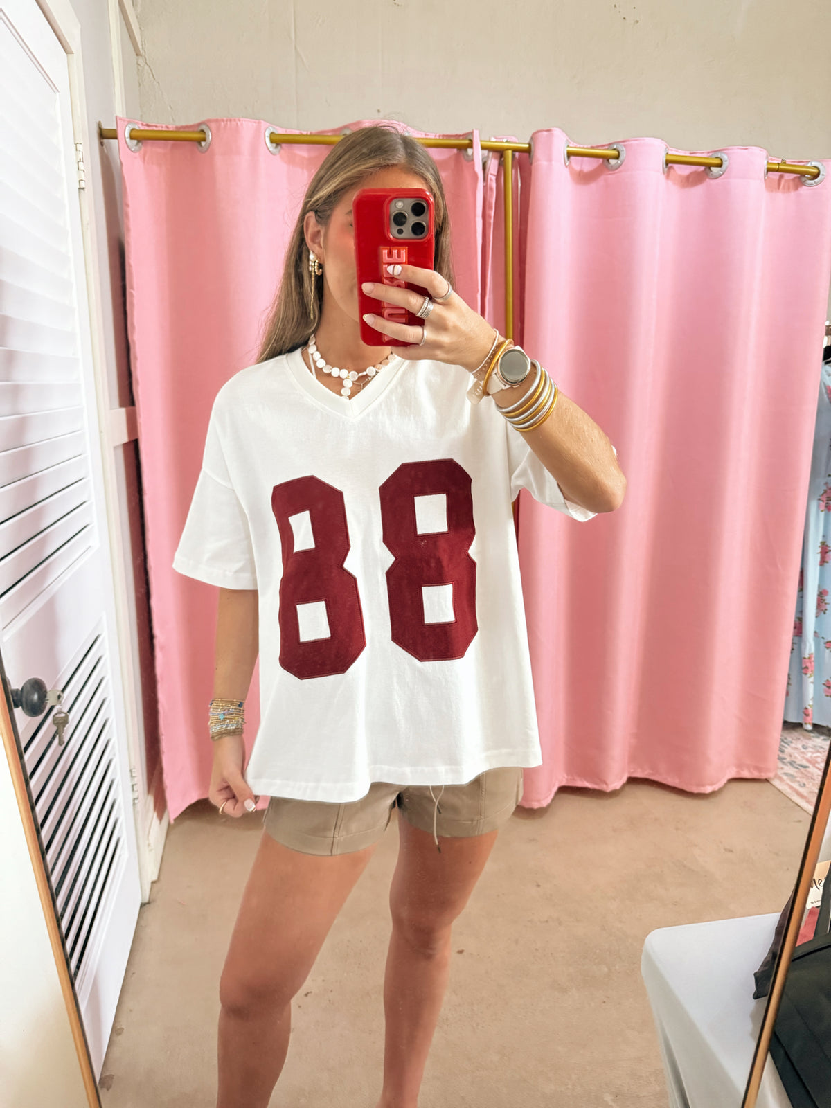 88 Varsity White/Maroon Tee