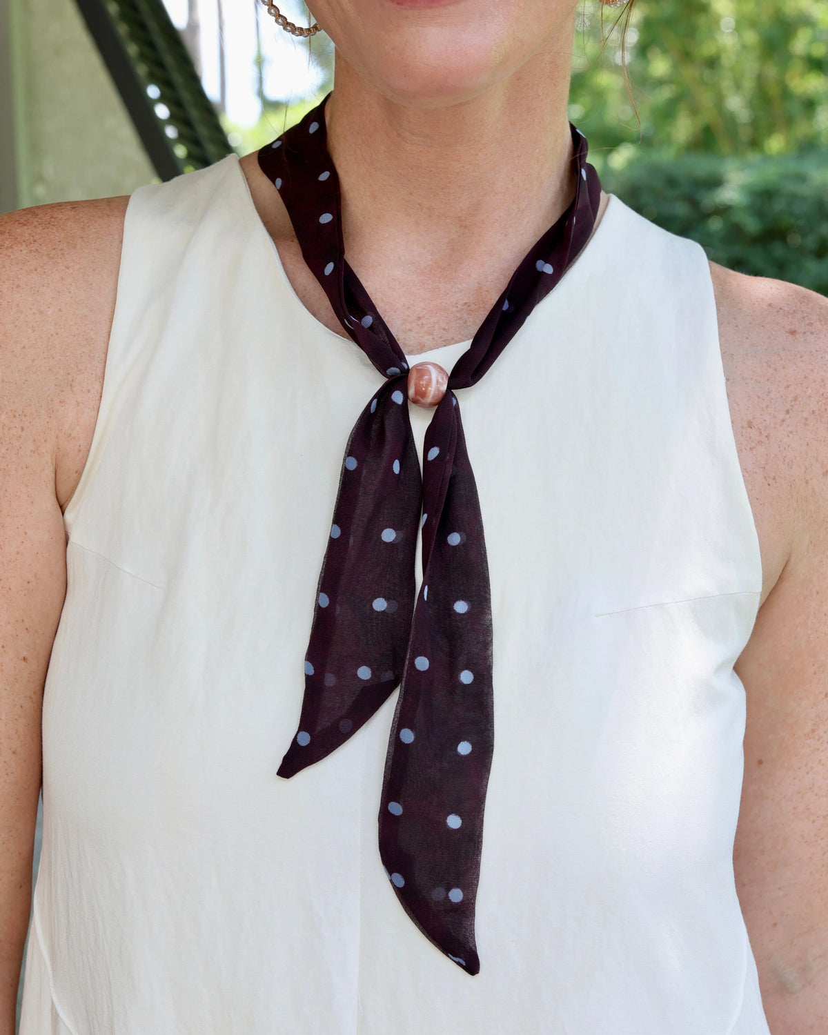 Caroline Hill Adjustable Brown Dot Scarf Necklace
