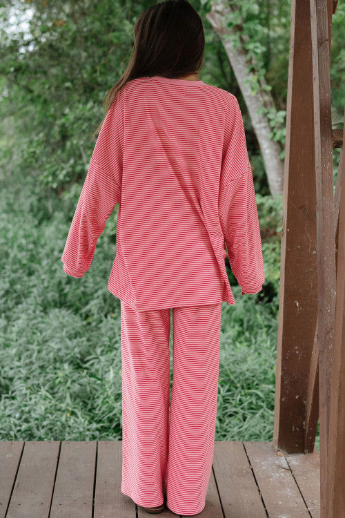 Pink Stripe Pants Set