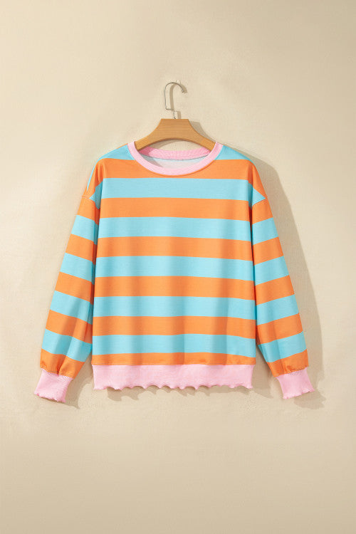 Orange Stripe Color Block Top