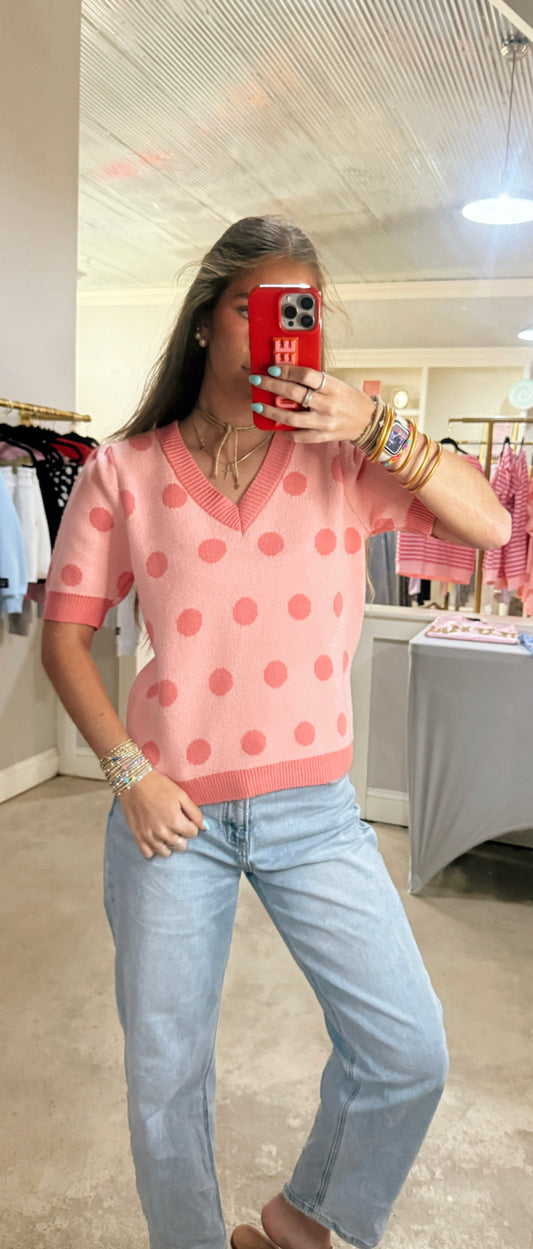 Pink Polka Dot Top