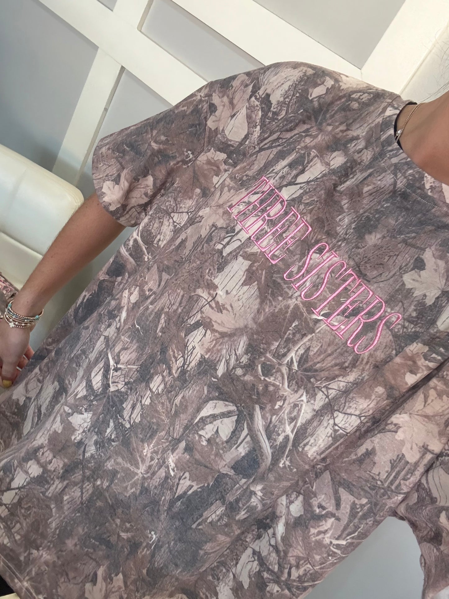 Camo Embroidered Three Sisters Tee
