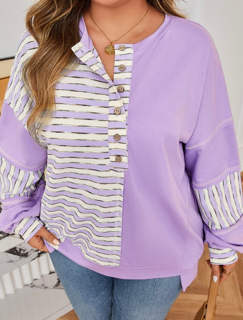 Purple Stripe Plus Top