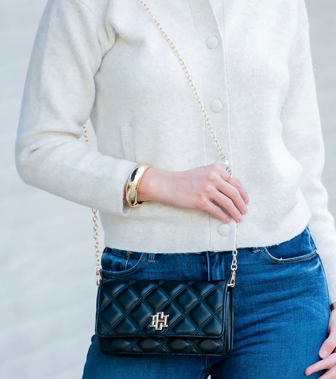 Black Quilted Caroline Hill Crossbody