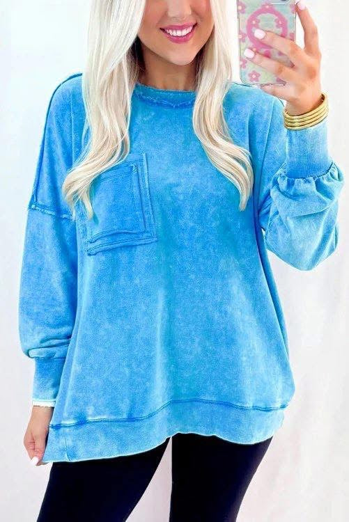 Blue Mineral Washed Top