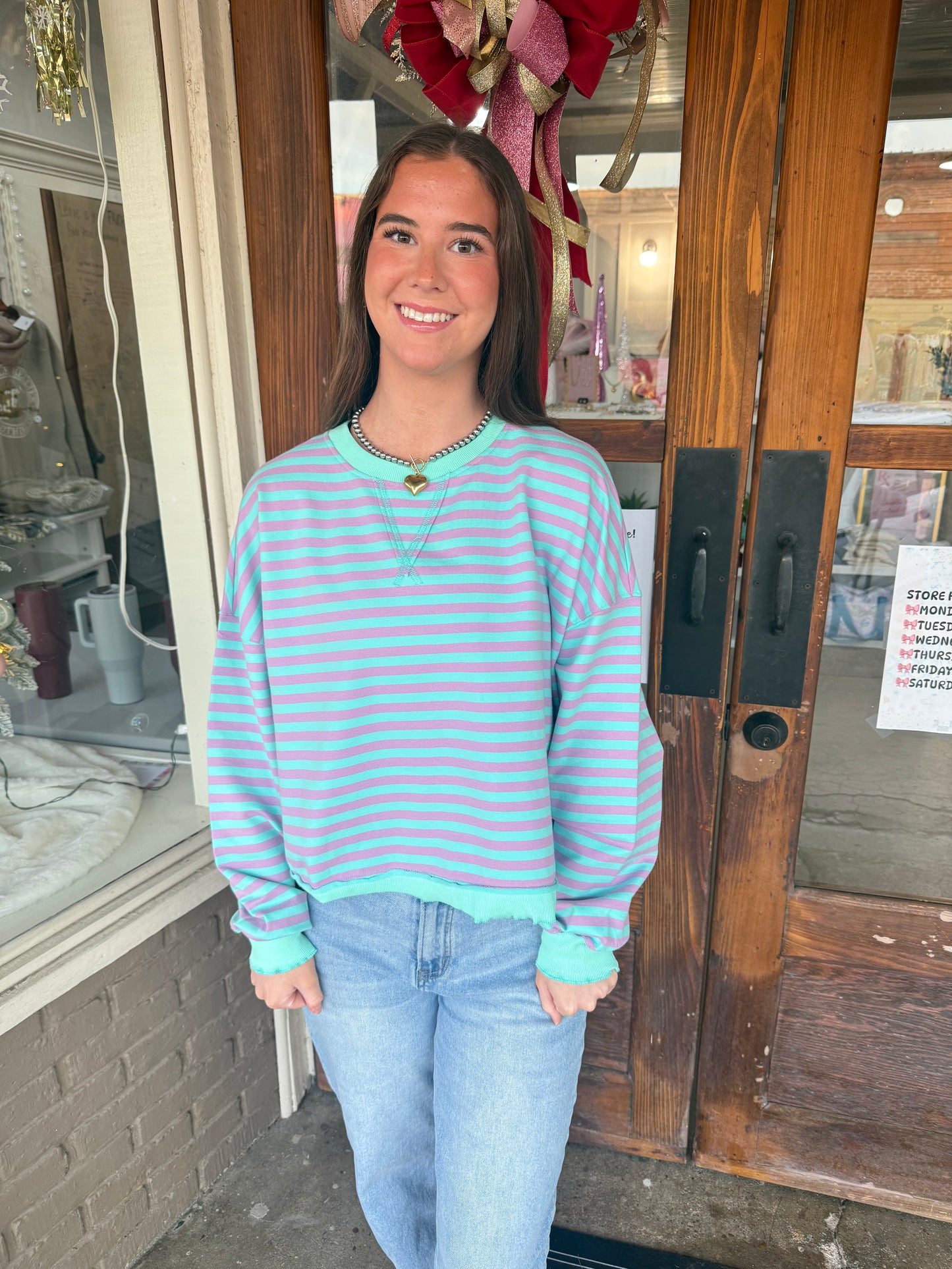 Purple + Blue Striped Top