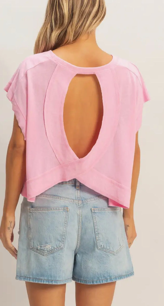 Pink Open Back Top