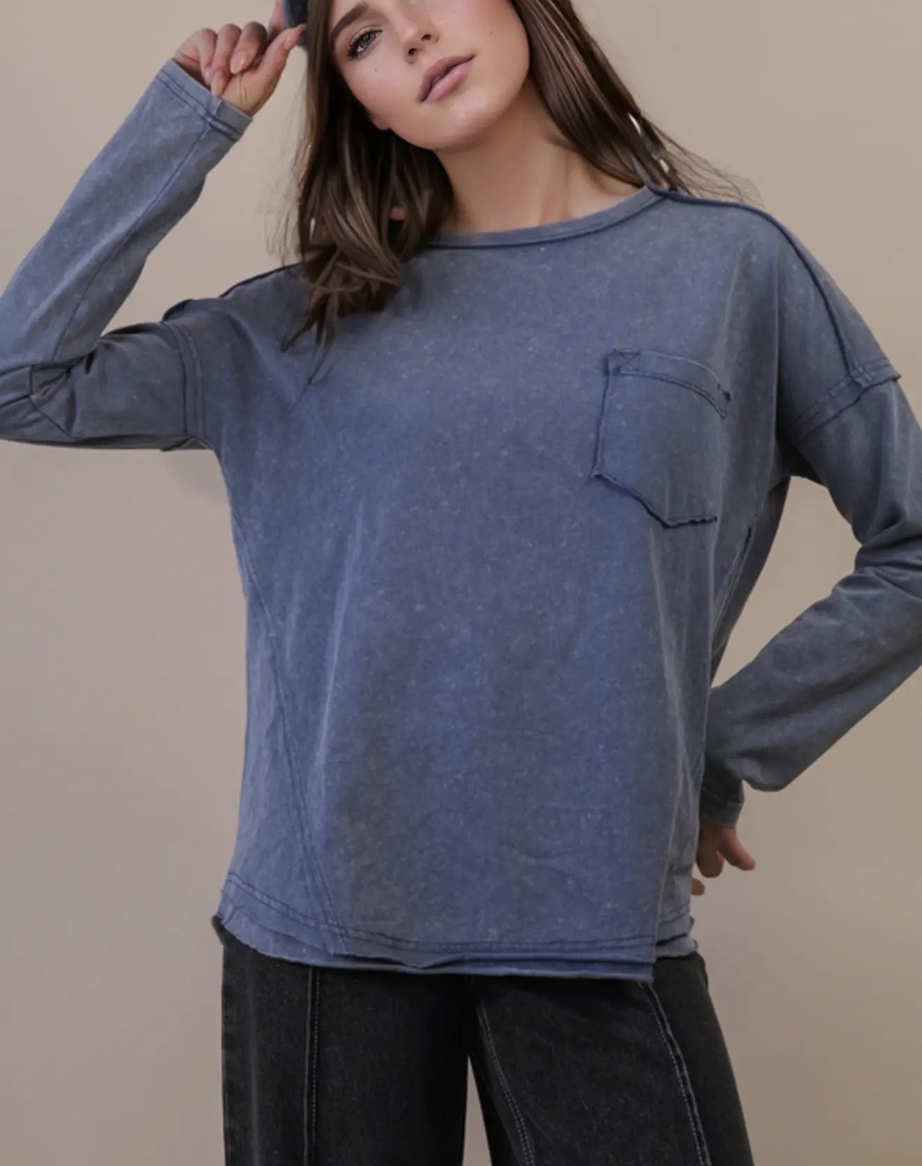 Blue Mineral Washed Top