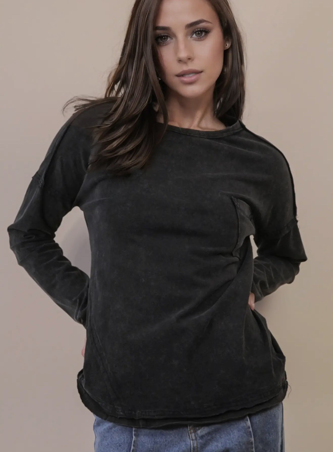 Black Mineral Washed Top
