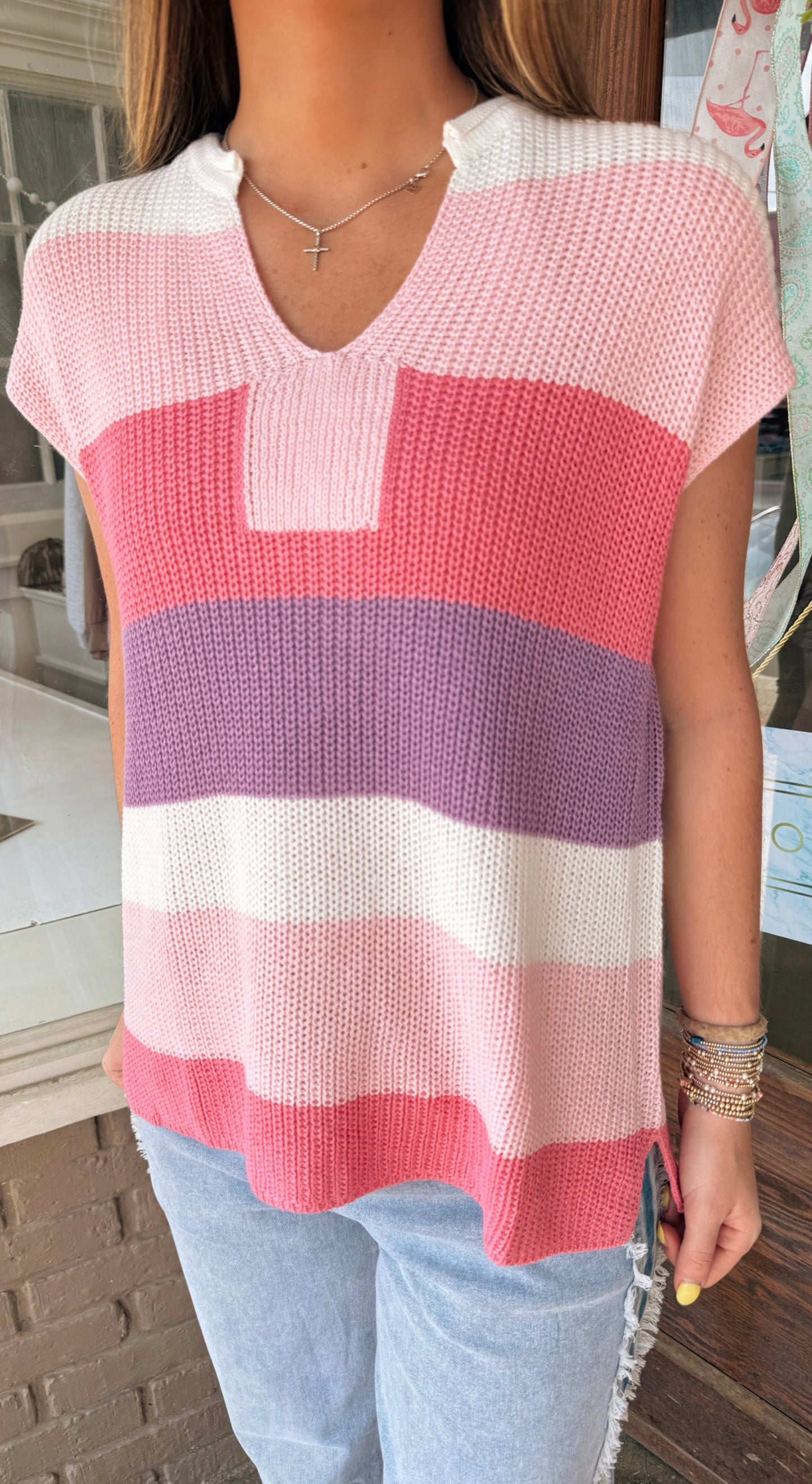 Pink & Purple Color block Top