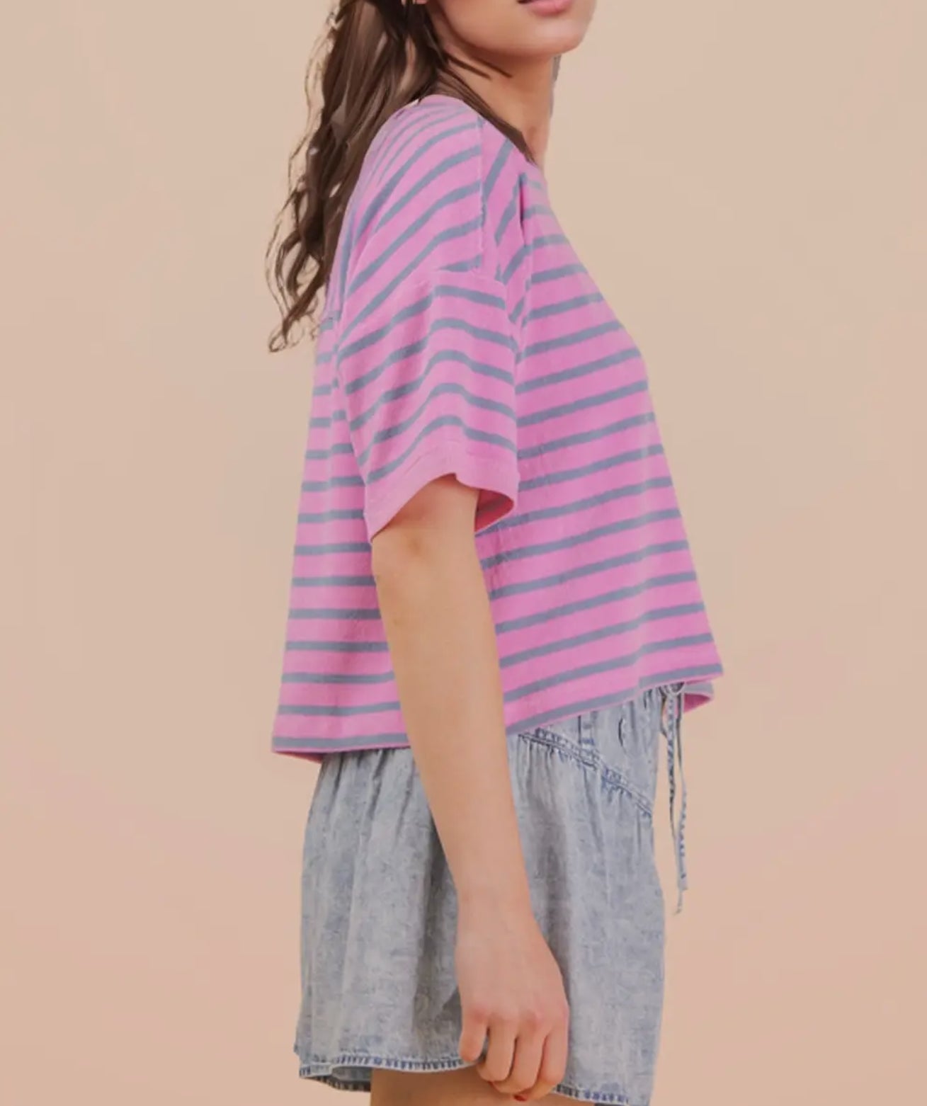 Pink & Blue Stripe Top