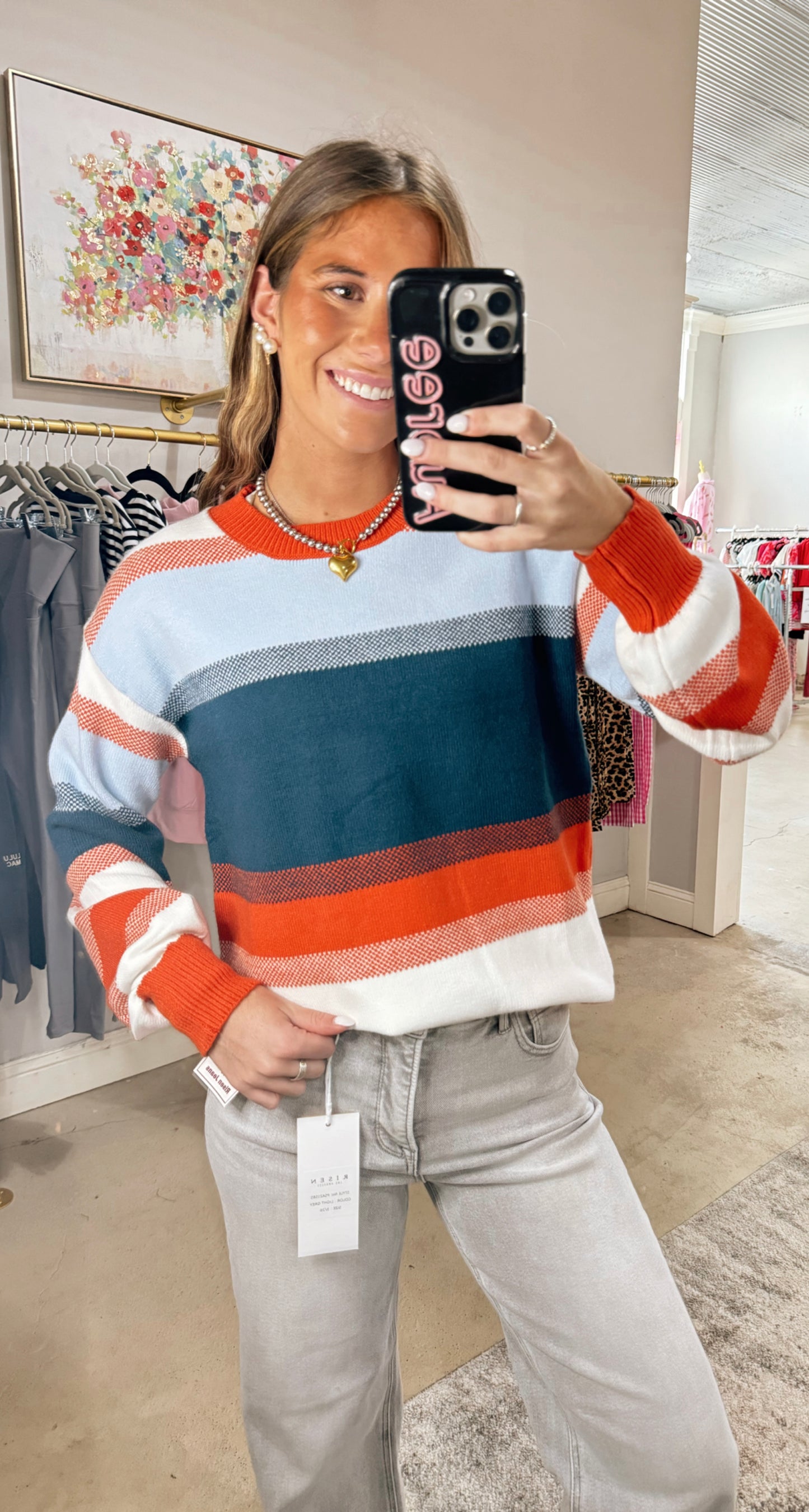 Orange & Blue Striped Sweater