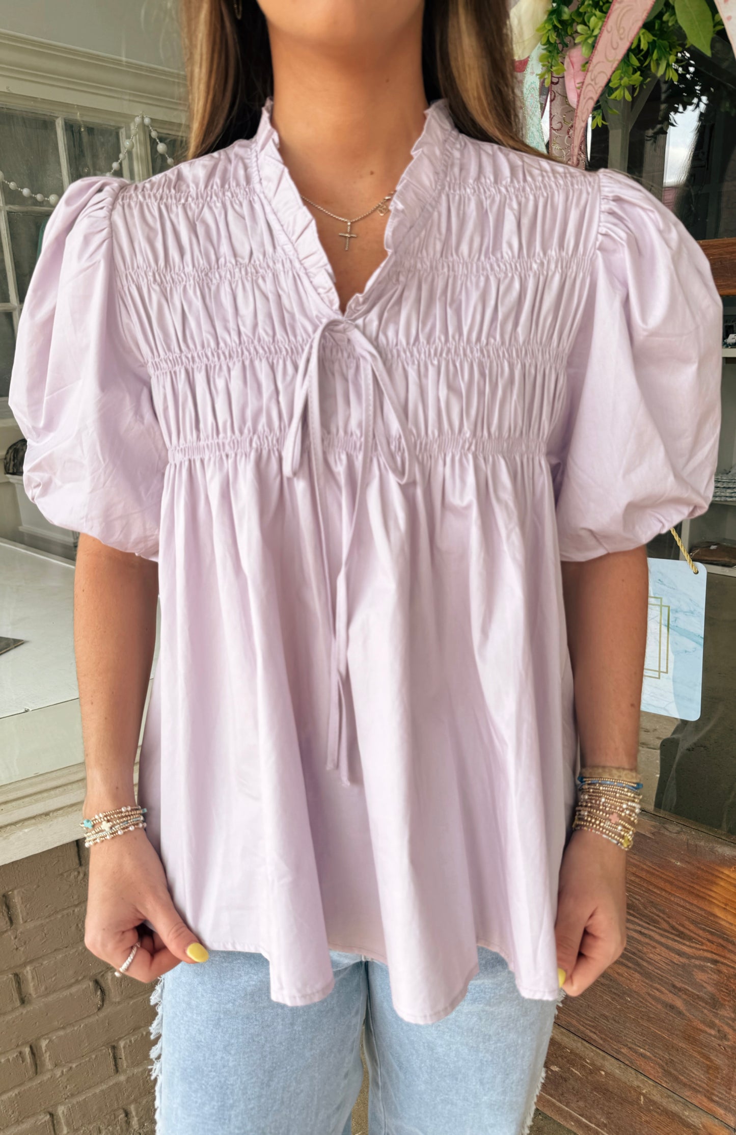 Purple Puff Sleeve Top