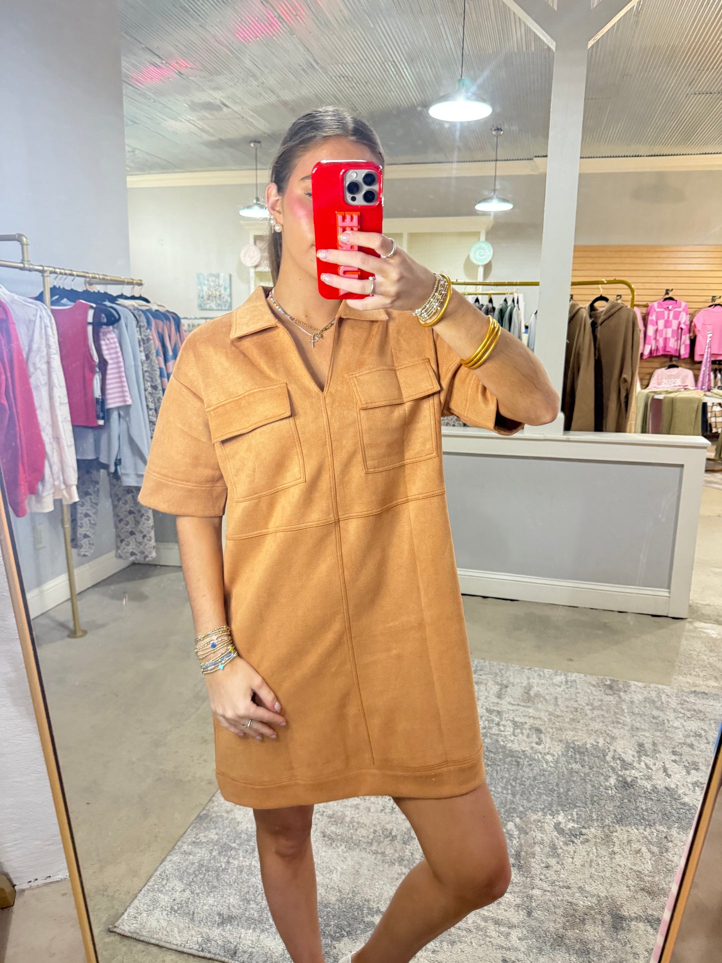 Collared Suede Dress