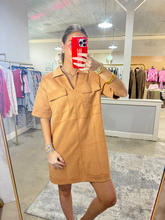 Collared Suede Dress