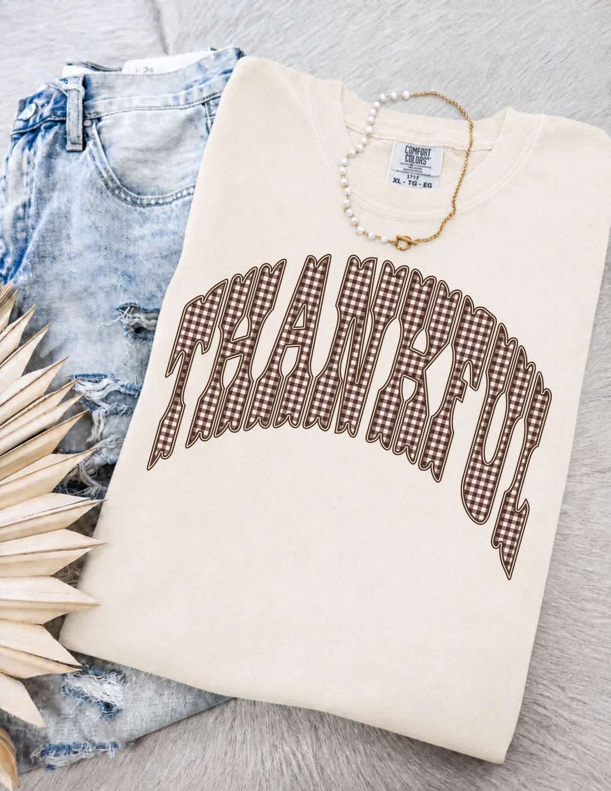 Plaid Thankful Comfort Color Tee