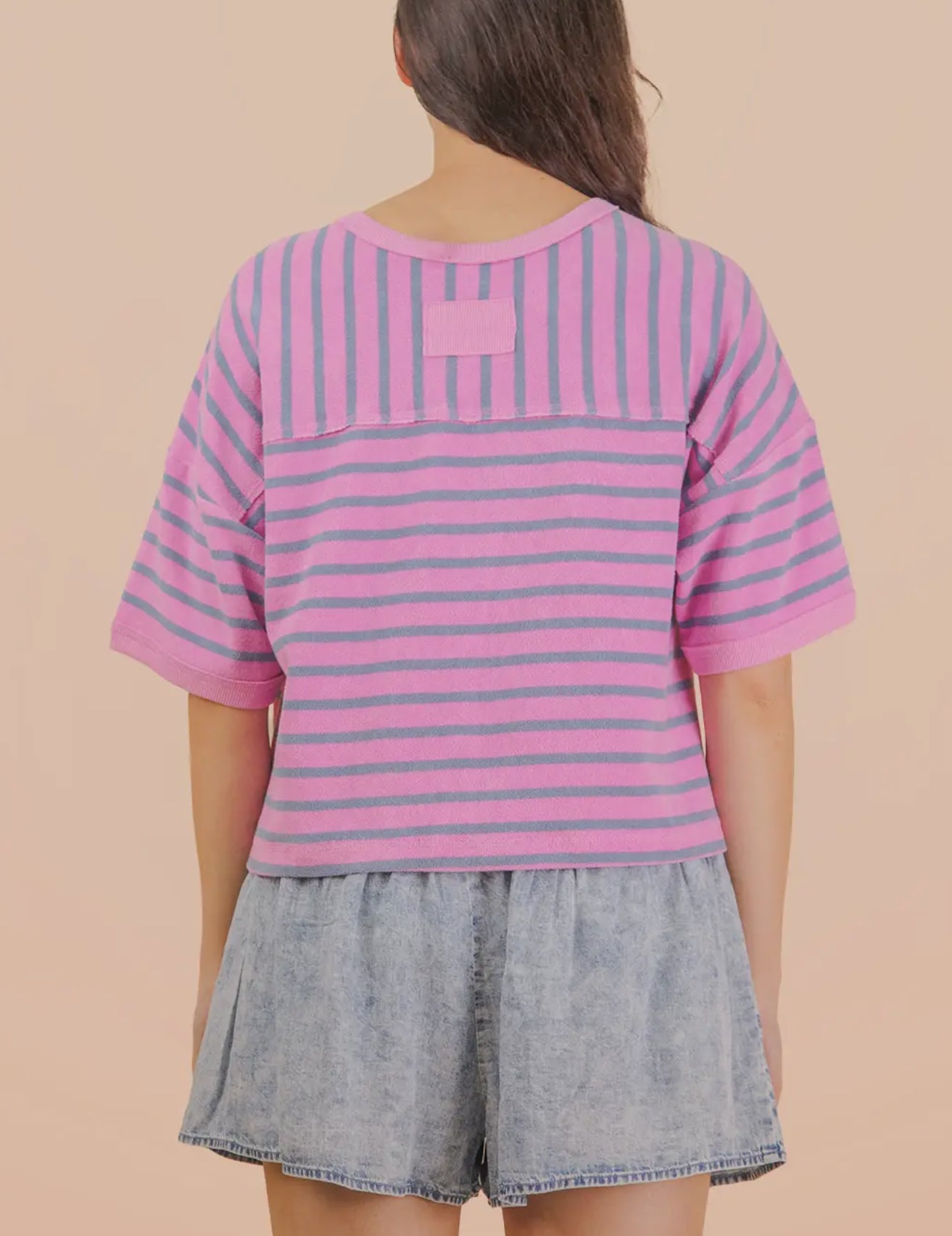 Pink & Blue Stripe Top